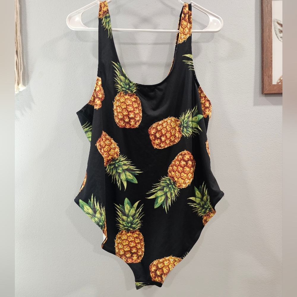 Forever 21 Black Pineapple Print One Piece Swimsuit - Picture 5 of 7